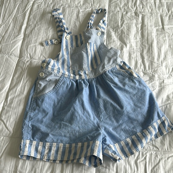 Girls vintage new moves overall shorts size 10 blue and white - Picture 1 of 5